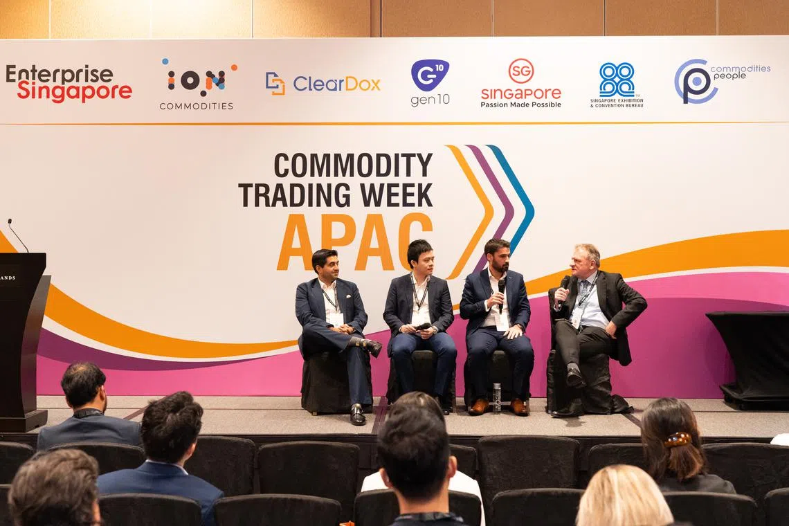(From left) Achal Sondhi, CIO of Aquila Clean Energy Apac; Max Mo, CFO of MET Asia Energy; Lee Bradshaw, head of power trading Apac at Axpo; and Marc Ostwald,
chief economist and global strategist at ADM Investor Services International.