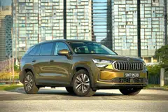 The Kodiaq has a sculptural new face and  its size and height feel just right for our narrow roads and dense traffic.

