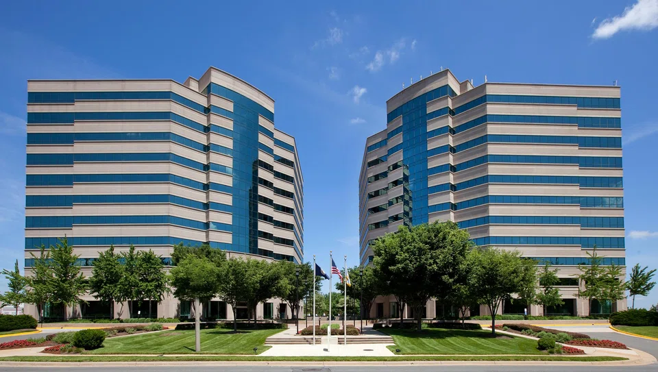 Manulife US Reit's Centerpointe property in Fairfax, Virginia.  
The US office sector has faced a double whammy of changing work patterns and a higher interest rate environment. 