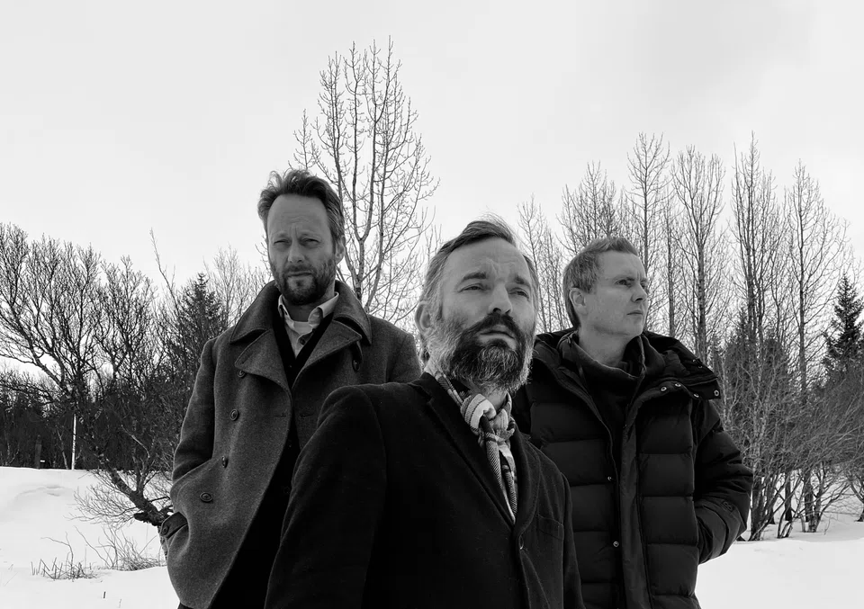 Kjartan Sveinsson (centre) returns to Sigur Ros with original founding members Jónsi (right) and Georg Holm (left)