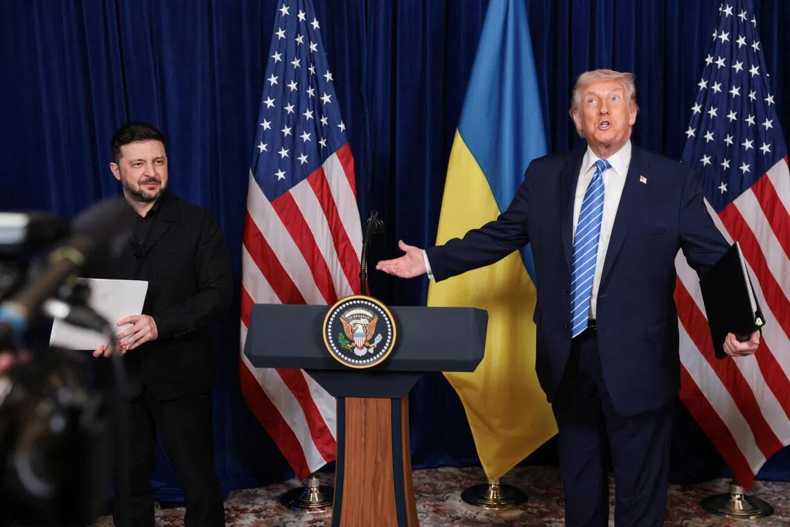 Trump (right) has ramped up pressure on Ukraine to make concessions and dangled promises of economic cooperation at Russia. 