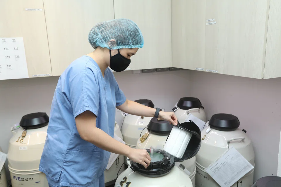 Embryo storage area at Thomson Fertility Centre.  Thomson Medical notes a 70 per cent increase in the number of IVF cycles done in Singapore over the last 10 years. 