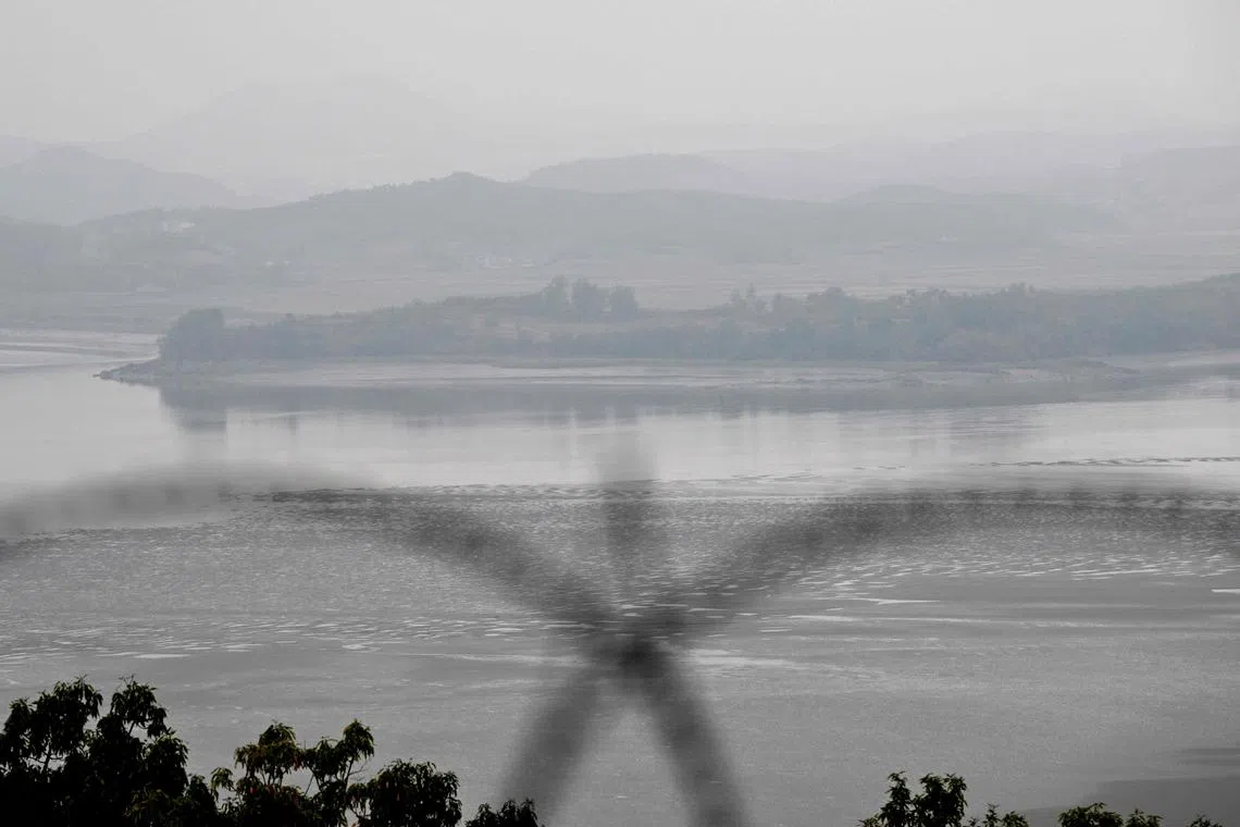The North Korean border county of Kaepoong is seen from South Korea's Odusan Unification Observatory in Paju, South Korea, Oct 15, 2024. 