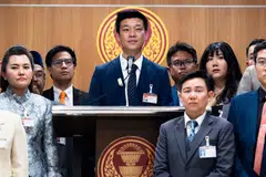 “The court wields power that’s detached from the people. Its power undermines the institutions that are elected by the people, without itself representing the people,” says Natthaphong Ruengpanyawut, leader of the People’s Party.