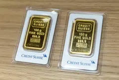 Gold bars from the Credit Suisse are seen in a shop in Zurich. The shocking collapse of Credit Suisse may well sully Switzerland’s banking reputation for decades to come.
