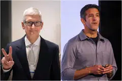 Apple's long-time hardware chief John Ternus (right) will succeed CEO Tim Cook in September.