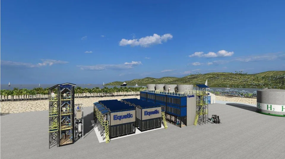 A rendering of a CO2-removal plant in Singapore. The Republic and Japan will exchange best practices for cross-border CCS and insights on related technologies.