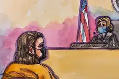 A courtroom sketch of David DePape, 42, who is charged with breaking into US House Speaker Nancy Pelosi's San Francisco home and clubbing her husband in the head with a hammer, in court in San Francisco, California, Nov 1, 2022.