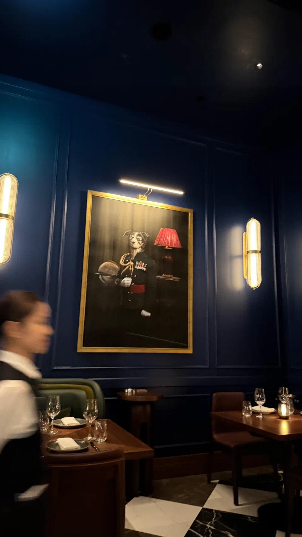 The anthropomorphic art on the walls.