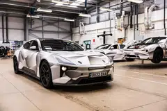 A Polestar 5 EV development prototype shown at the Polestar UK MIRA development facility.