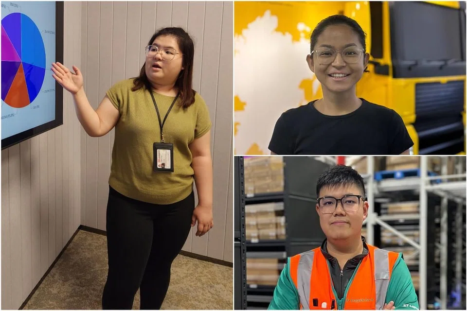 (Clockwise from left) Schenker operations executive Cindy Toh, DHL data analyst Ramita Rana and Frederick Wong, a logistics supervisor at ST Logistics, are among local hires in the sector aged 35 and below.
