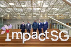 From left: Dr Daniel Lim, director at the Ministry of Trade and Industry and co-founder of ImpactSG; Ravi Menon, board chairman of ImpactSG; President Tharman Shanmugaratnam, who launched the initiative; Edmund Twohill, executive director and co-founder of ImpactSG; and Kwee Ker Fong, principal at Kwee Investment Office and co-founder of ImpactSG.