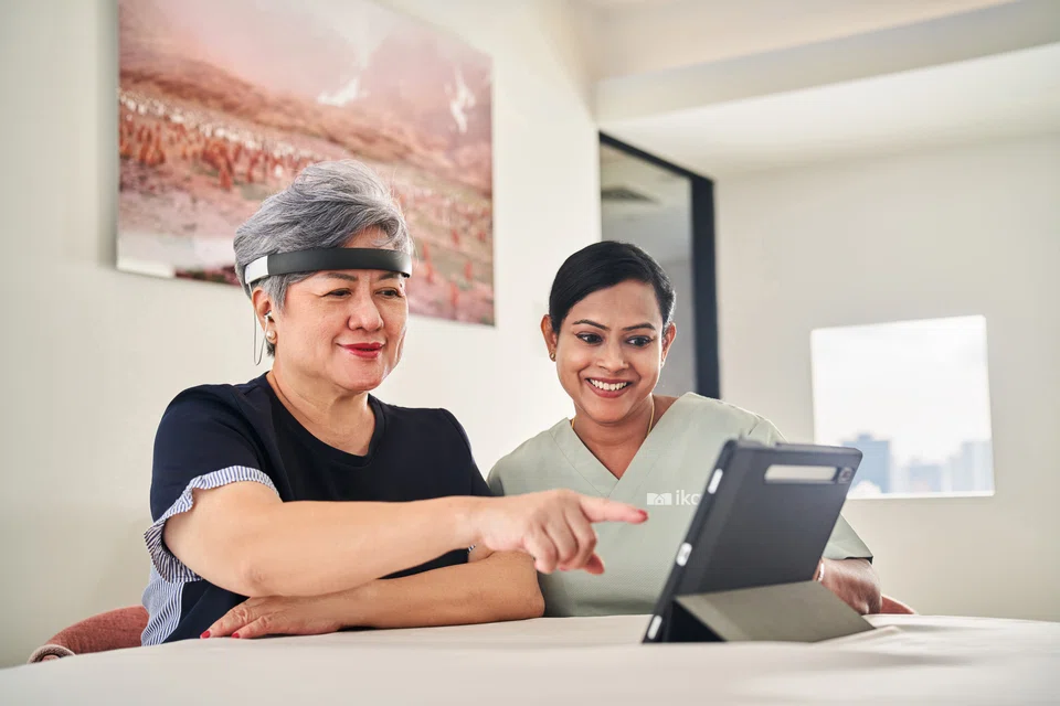The home-care provider uses a lightweight headset and an app to assess a client's physical traits, such as BMI, as well as stress levels.