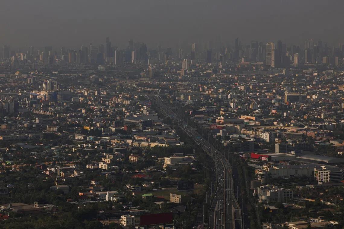 An aerial view of the Bangkok skyline, Thailand, March 6, 2026. REUTERS/Chalinee Thirasupa