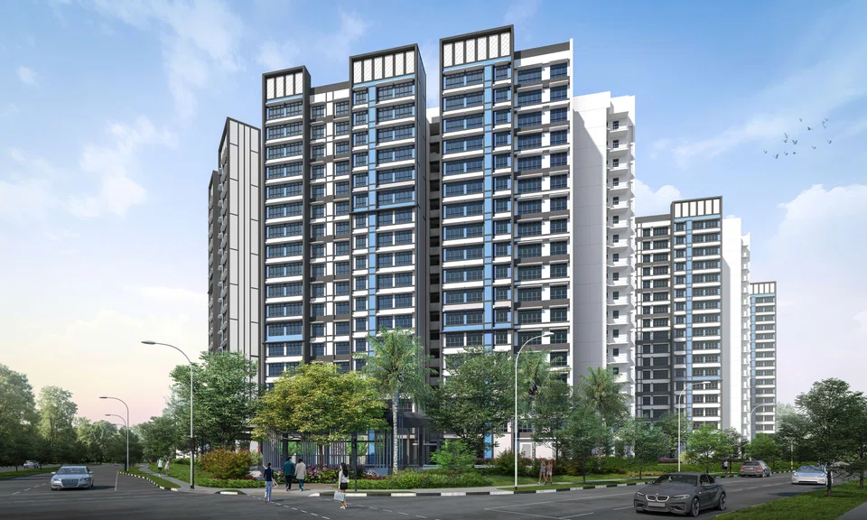 Artist's impression of Sembawang Beacon, the first BTO project in the new Sembawang North estate. The development is located near amenities and transportation nodes. 