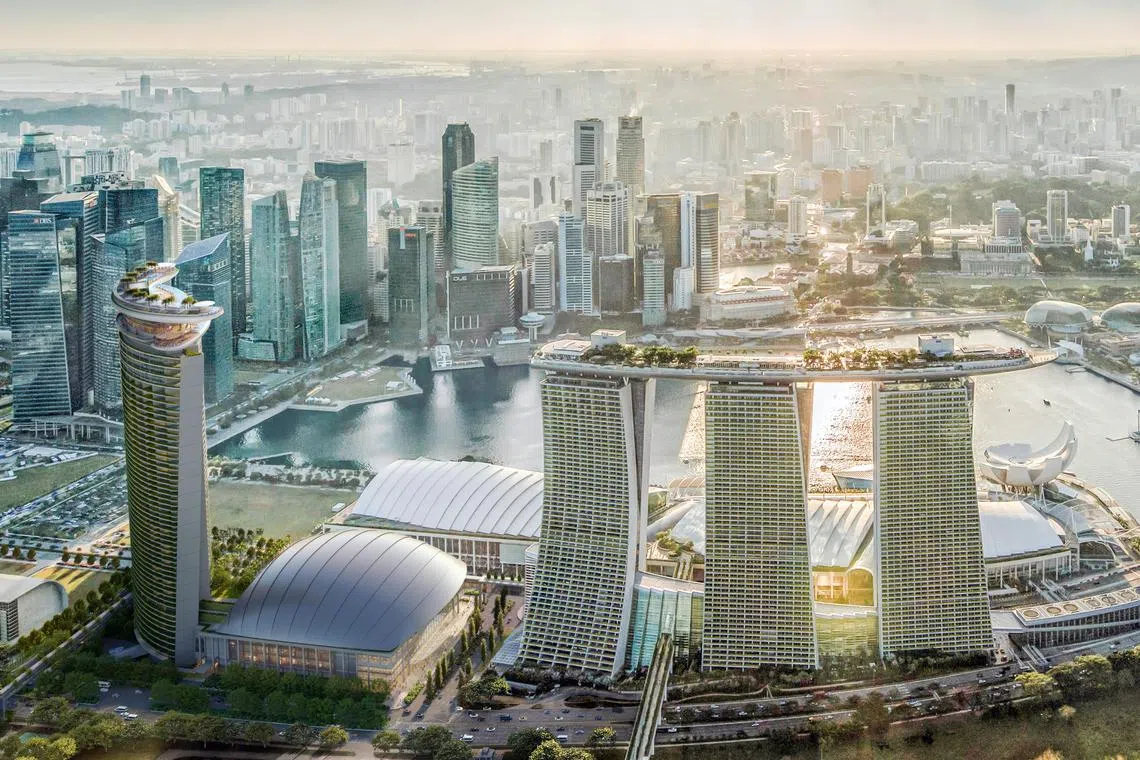 An artist's impression of what Marina Bay Sands IR2 (left) will look like. MBS will have to embark on a major recruitment drive at some point to bring in several thousand more employees to work at the new development, Town says.