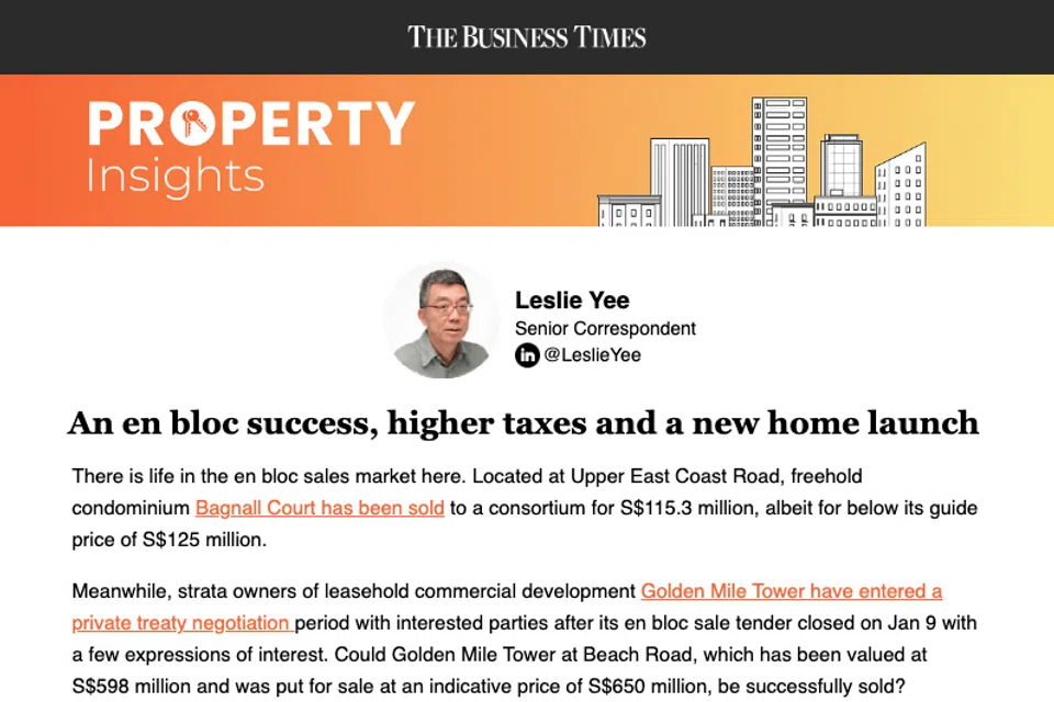 The Business Times' Property Insights newsletter (Jan 17, 2023)