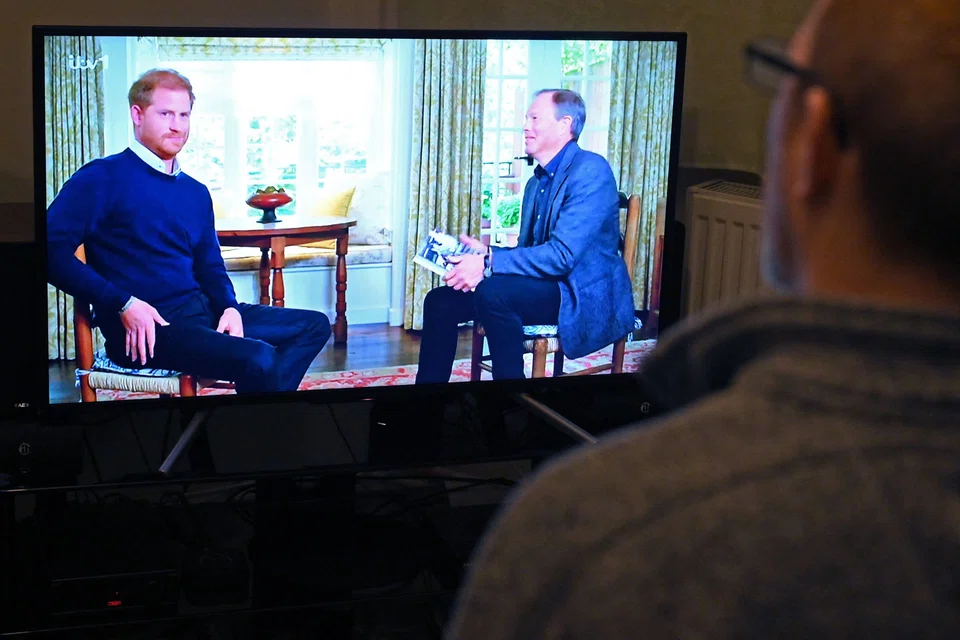 A television interview broadcast on ITV of Britain's Prince Harry on Jan 8, 2023, ahead of the publication of his book, 'Spare'. 