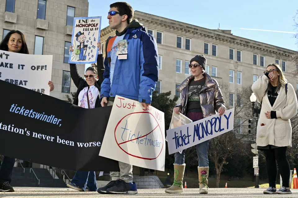 Taylor Swift fans protest against Ticketmaster outside the US Senate Judiciary Committee hearing on promoting competition and protecting consumers in live entertainment, in Washington, Jan 24, 2023. 