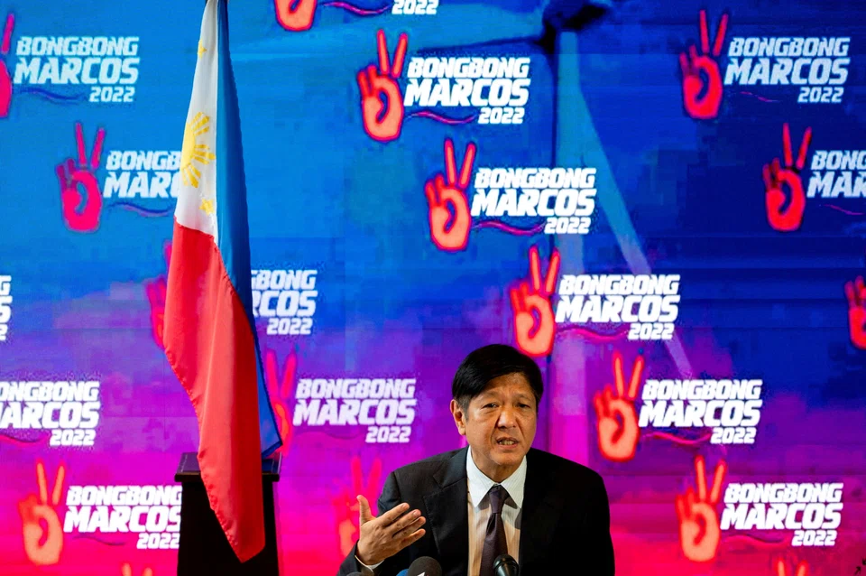 FILE PHOTO: Philippine president-elect Ferdinand "Bongbong" Marcos Jr., son of late dictator Ferdinand Marcos, speaks during a news conference at his headquarters in Mandaluyong City, Metro Manila, Philippines, May 23, 2022. REUTERS/Lisa Marie David/File Photo