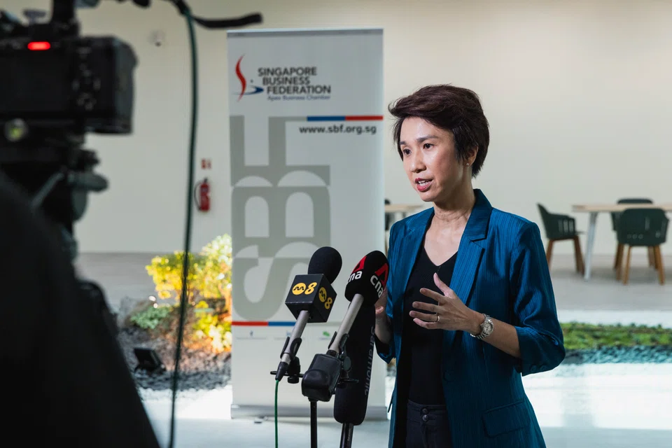 AfA co-chair and Senior Minister of State for Trade and Industry Low Yen Ling speaking to reporters, ahead of the committee's latest meeting.