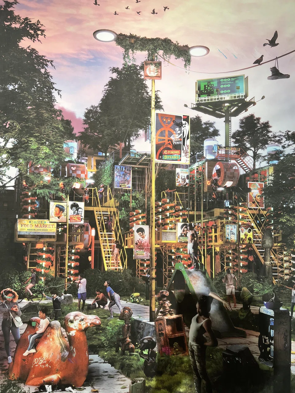 Lagos-born artist Olalekan Jeyifous shows his works at  Dhaka Art Summit.