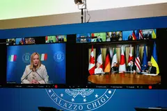 G7 leaders attending an emergency meeting on Ukraine on Feb 24, 2025. On a range of issues from trade to climate change and the Ukraine war, the US appears to be splitting from key Western partners at a time of significant geopolitical and international economic turbulence, giving rise to talk of a “G6 plus 1”.