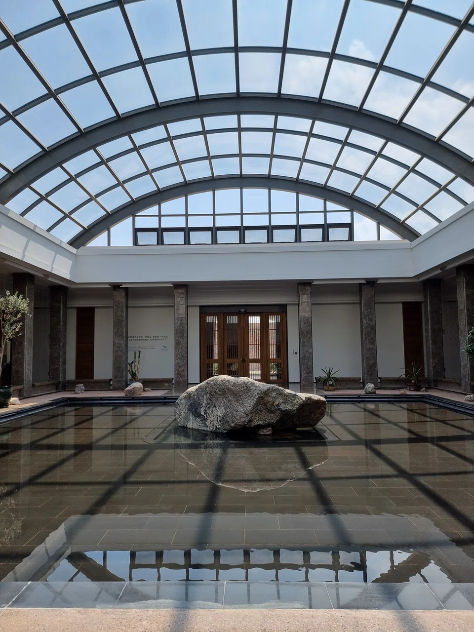 The imposing lobby of Xige Estate Winery.