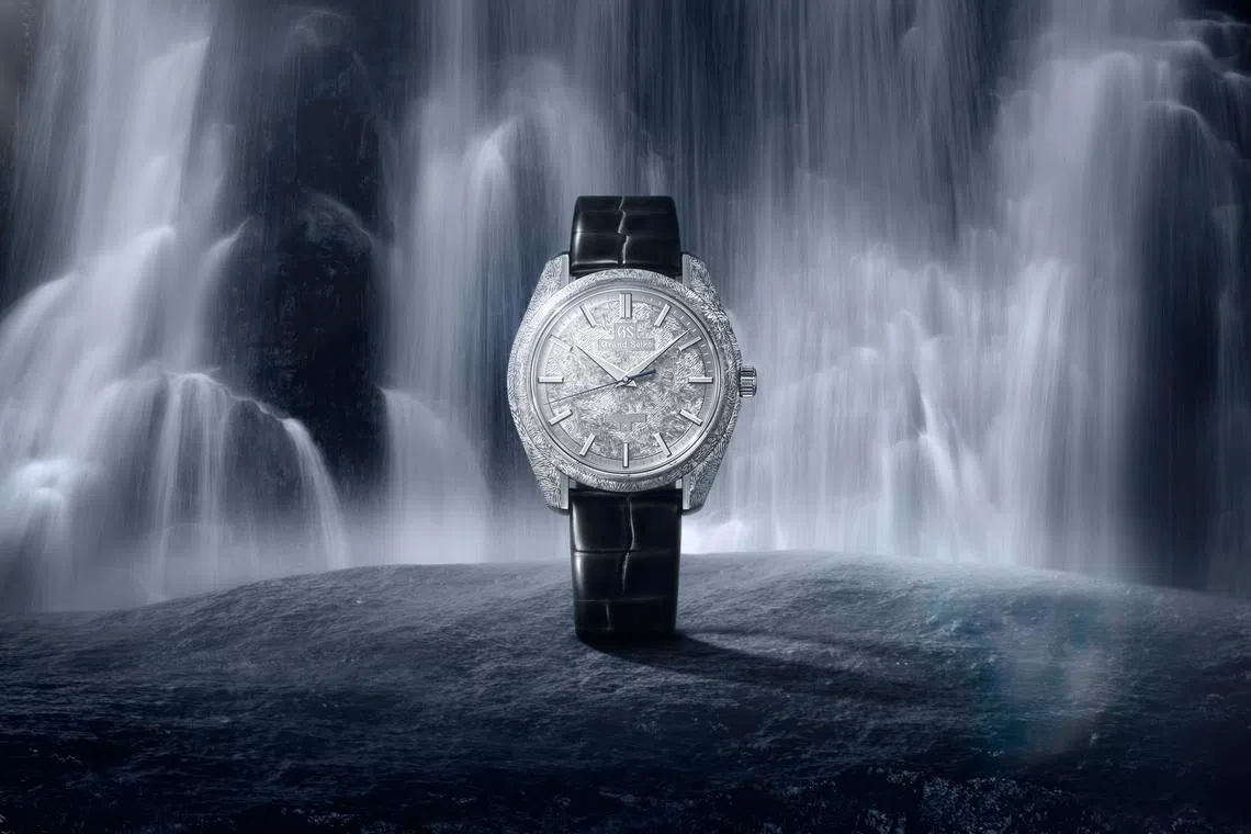 The Grand Seiko SBGZ011 “Hisen” is inspired by the flowing waters of Shinshu, expressing movement and depth through intricate craftsmanship.