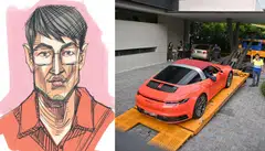 Four cars, including a red Porsche 911 Targa, were towed away by the authorities from a GCB he resided in before his arrest. 