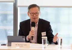 Michael Lien, founder and board chairman of Leap201, at the roundtable on Monday. The Singapore-registered charity is currently in the first phase of its Care4Working Families initiative.