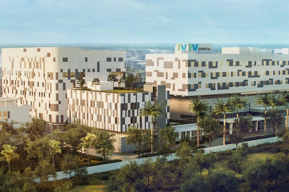 A 3D rendering of FV Hospital in Ho Chi Minh City. One wing will house its oncology, gastroenterology and in-vitro fertilisation centres.