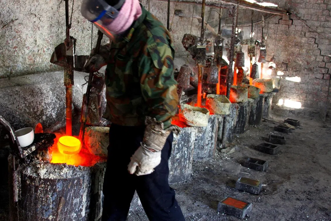 A smelting workshop for the rare earth metal lanthanum in China. The country is estimated to mine 60 to 70% of the world's rare earths, and refine 90% of them.