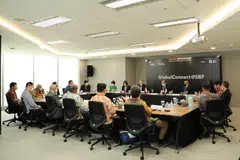 Trade and Industry Minister Gan Kim Yong (seated, back row, second from right) at a meeting with Singapore business representatives in Jakarta on May 31, 2022. 