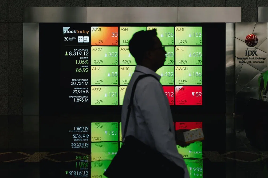 The Jakarta Composite Index fell as much as 16% over two days after the MSCI warning. It pared some of its losses slightly on Jan 30 before continuing to decline into February. 