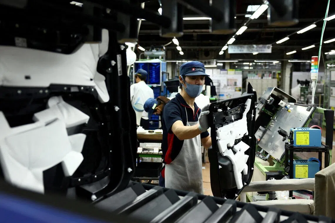 Factory output and new orders in Japan both grew for a third consecutive month but at slower rates than in February. 