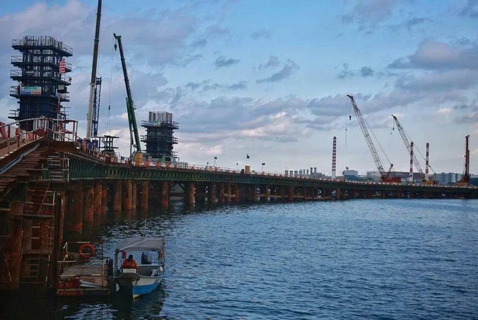 A view of the trestle bridge of the Johor Bahru-Singapore Rapid Transit System Link project site in Johor Bahru. 