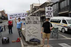 Residents protesting against the lack of water in many parts of Johannesburg, South Africa. Affluence is not an absolute defence against water shortages.