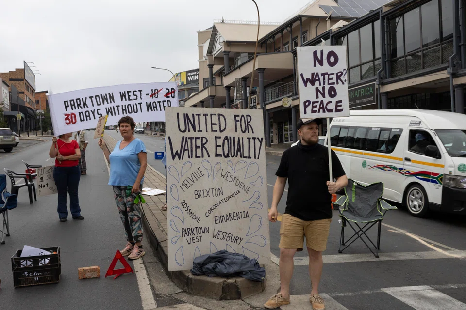 Residents protesting against the lack of water in many parts of Johannesburg, South Africa. Affluence is not an absolute defence against water shortages.
