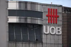 UOB logo on the facade of the UOB Plaza on 31 August 2021.