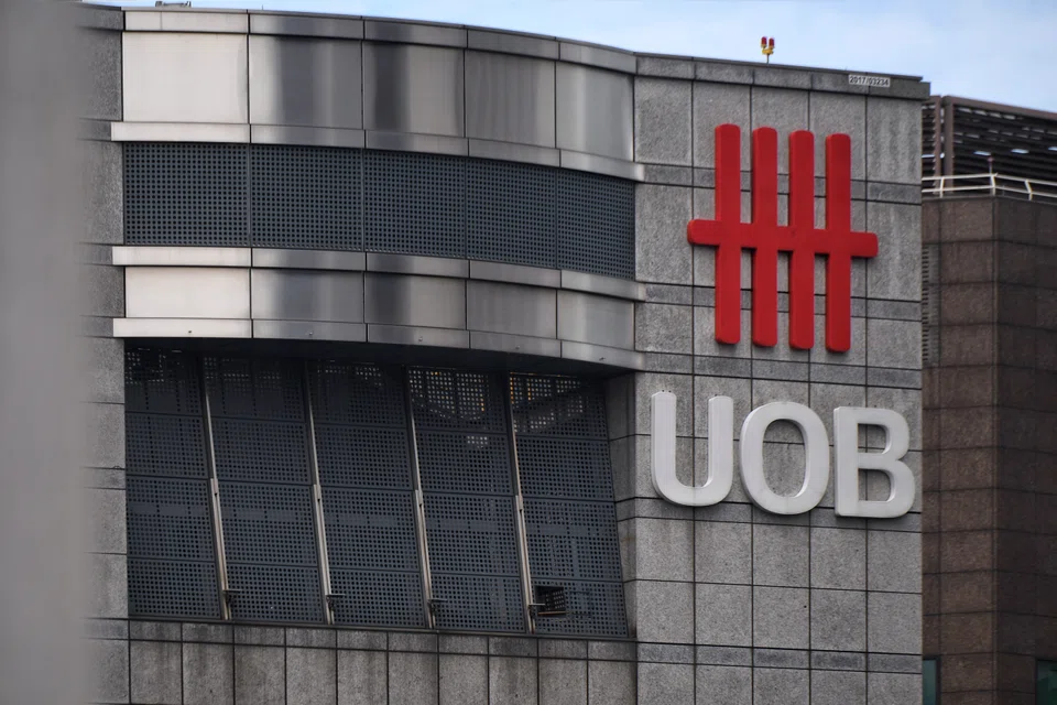 UOB logo on the facade of the UOB Plaza on 31 August 2021.