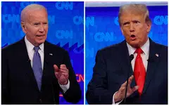 US Presidential Republican nominee Donald Trump (right) entered July in a better financial position than US President Joe Biden (left) — and Republicans were able to gain that upper hand largely because of Trump’s felony conviction.