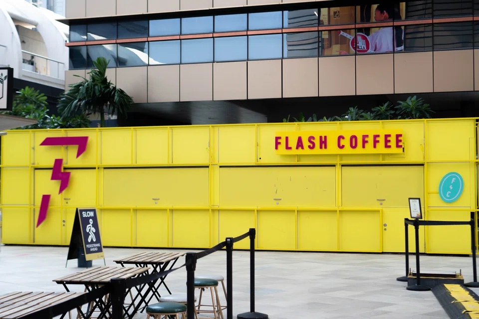 The Flash Coffee outlet at PLQ is among the company's 11 stores in Singapore that have ceased operations. 
