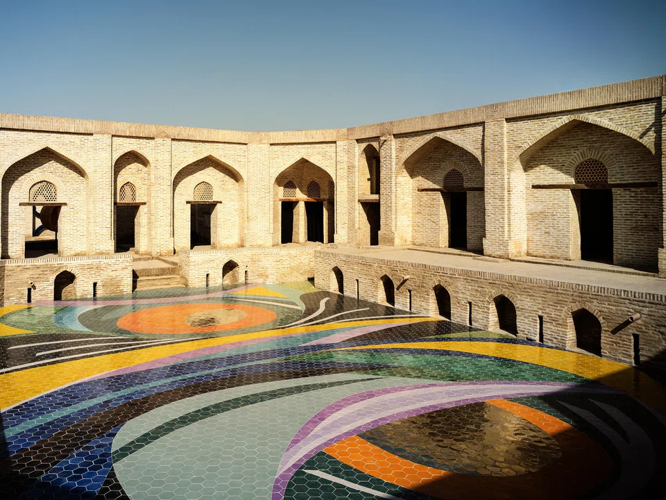 Bukhara Biennial promises art and transformation, with works such as this tiled courtyard by Marina Perez Simao and Bakhtiyar Babamuradov.