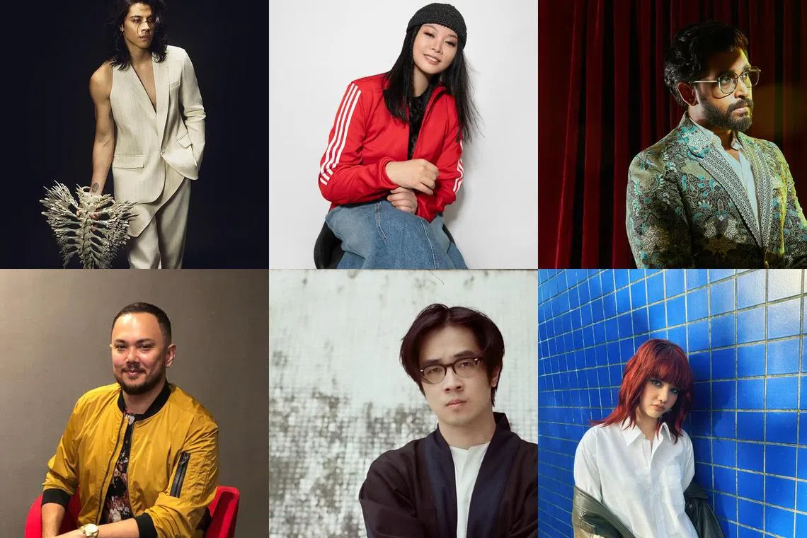 Block party for the nation: (clockwise from top left) Benjamin Kheng, Mavis Hee, Shabir, Shye, Charlie Lim and Imran Ajmain are among Sing60's headliners.