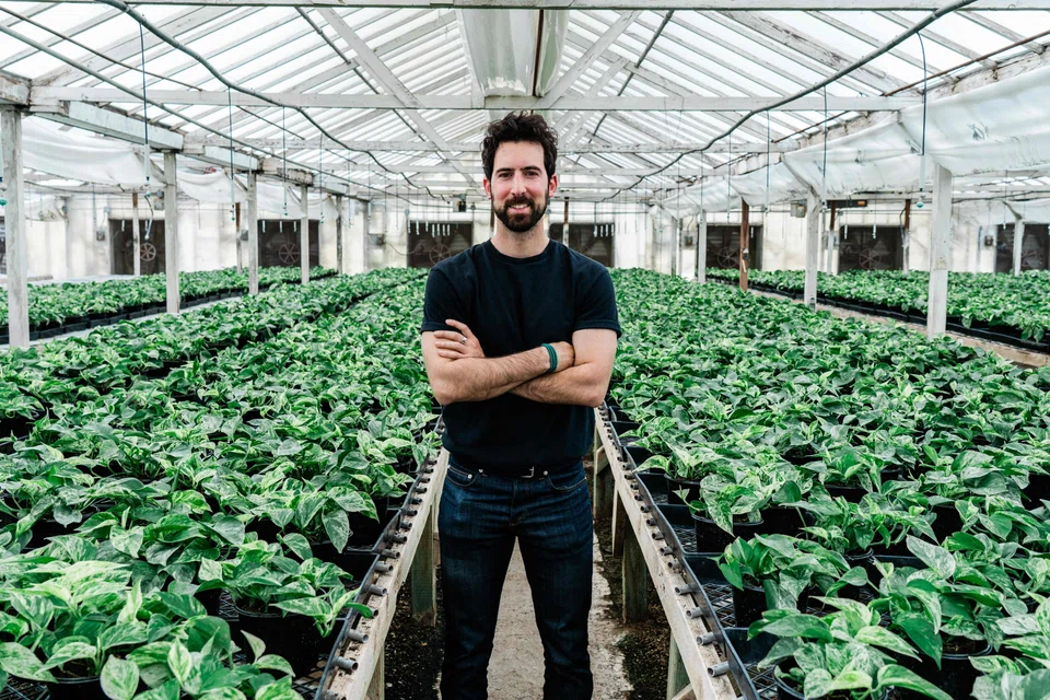 Lionel Mora, co-founder of French startup Neoplants, with Neo Px plants. He says: “It’s the equivalent of up to 30 regular houseplants in terms of air purification.”