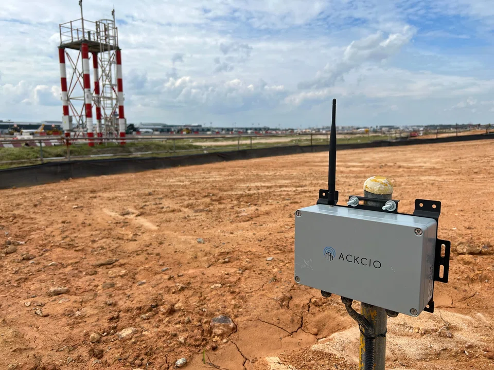Ackcio’s system monitors a construction site in Changi, Singapore. In Singapore, Ackcio’s nodes are largely used to monitor underground construction sites, such as for MRT tunnels. 