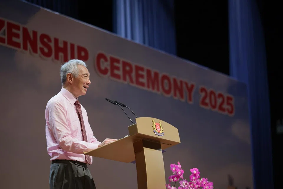 SM Lee delivering his speech during the Teck Ghee Citizenship Ceremony at Nanyang Polytechnic on March 9.