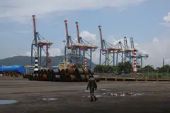 Above: Jawaharlal Nehru Port in Navi Mumbai, India. Indian exports to the US dropped 8.6 per cent year on year to US$6.3 billion in October. 