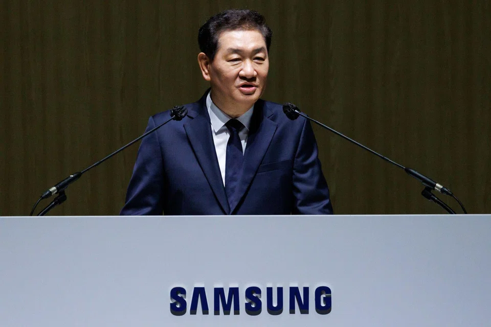 Samsung co-CEO Han Jong Hee speaks at the company's annual general meeting at the Suwon Convention Centre in Suwon, South Korea, March 19, 2025. 